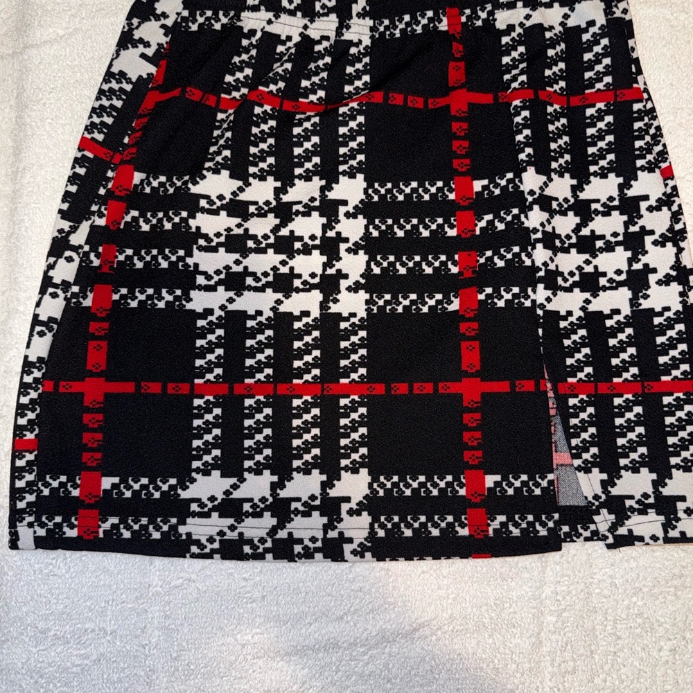 SHEIN Black and Red Checkered Mini Skirt